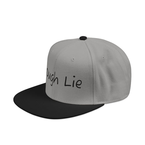 Embroidered Snapback Hat — 'Rough Lie' Script Flat Brim Cap